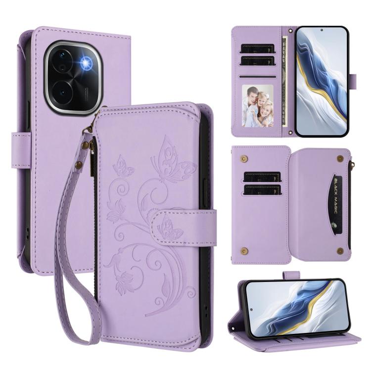 Butterfly Love Flower Multi-card Zipper Wallet Leather Phone Case, For vivo S20 5G, For vivo S20 Pro 5G, For vivo Y300 5G Global / V40 Lite IDN, For vivo X200 5G, For vivo X200 Pro mini, For vivo X200 Pro 5G, For vivo Y100 5G IDN / Y200e Global        ...