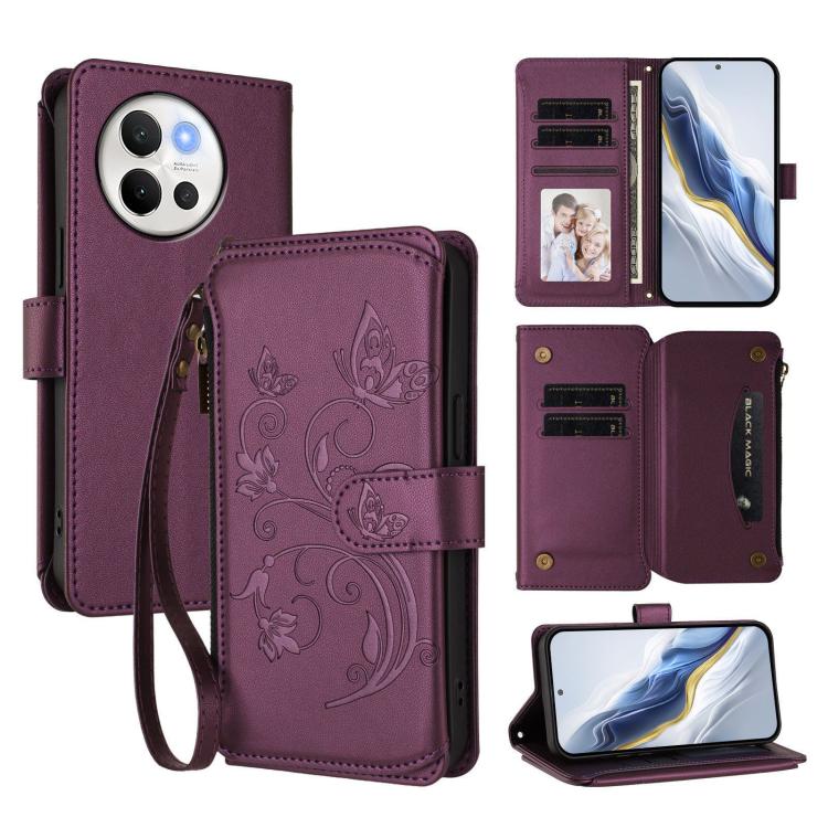 Butterfly Love Flower Multi-card Zipper Wallet Leather Phone Case, For vivo V40 Lite 5G / V30e 5G, For vivo S19, For vivo Y28 4G Global, For vivo Y38 5G Global / T3X 5G, For vivo X100 Pro / X100s Pro, For vivo X100s 5G, For vivo iQOO Z9x               ...