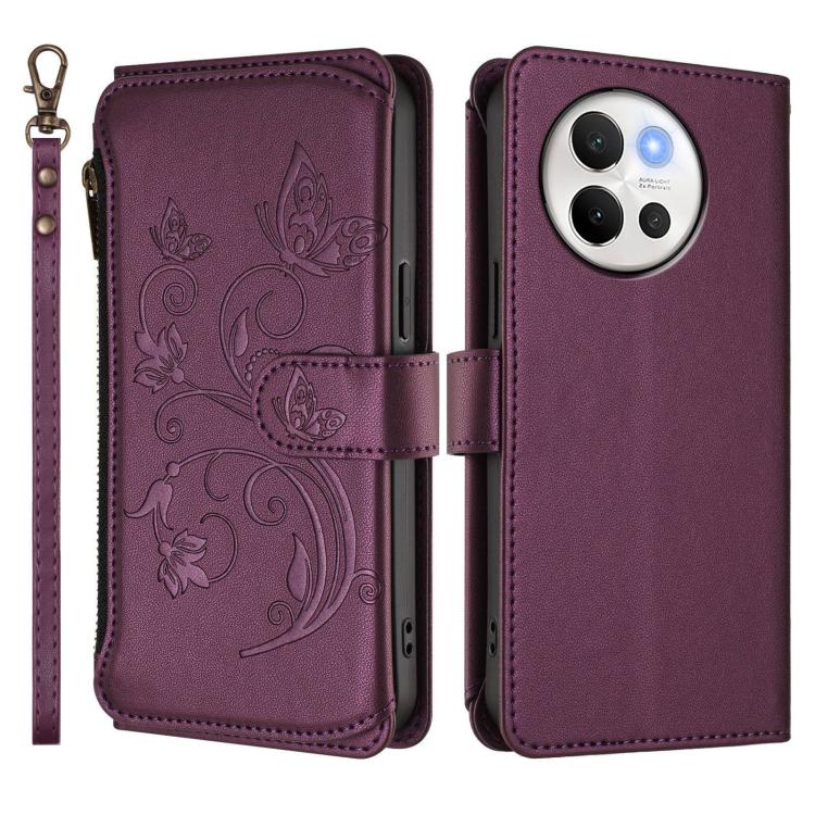 Butterfly Love Flower Multi-card Zipper Wallet Leather Phone Case, For vivo V40 Lite 5G / V30e 5G, For vivo S19, For vivo Y28 4G Global, For vivo Y38 5G Global / T3X 5G, For vivo X100 Pro / X100s Pro, For vivo X100s 5G, For vivo iQOO Z9x               ...
