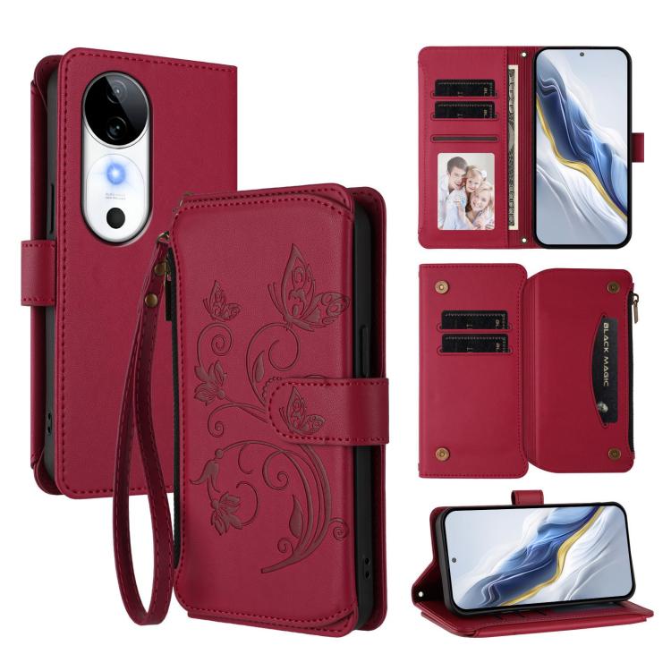 Butterfly Love Flower Multi-card Zipper Wallet Leather Phone Case, For vivo V40 Lite 5G / V30e 5G, For vivo S19, For vivo Y28 4G Global, For vivo Y38 5G Global / T3X 5G, For vivo X100 Pro / X100s Pro, For vivo X100s 5G, For vivo iQOO Z9x               ...