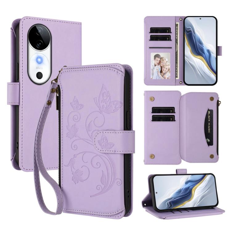 Butterfly Love Flower Multi-card Zipper Wallet Leather Phone Case, For vivo V40 Lite 5G / V30e 5G, For vivo S19, For vivo Y28 4G Global, For vivo Y38 5G Global / T3X 5G, For vivo X100 Pro / X100s Pro, For vivo X100s 5G, For vivo iQOO Z9x               ...