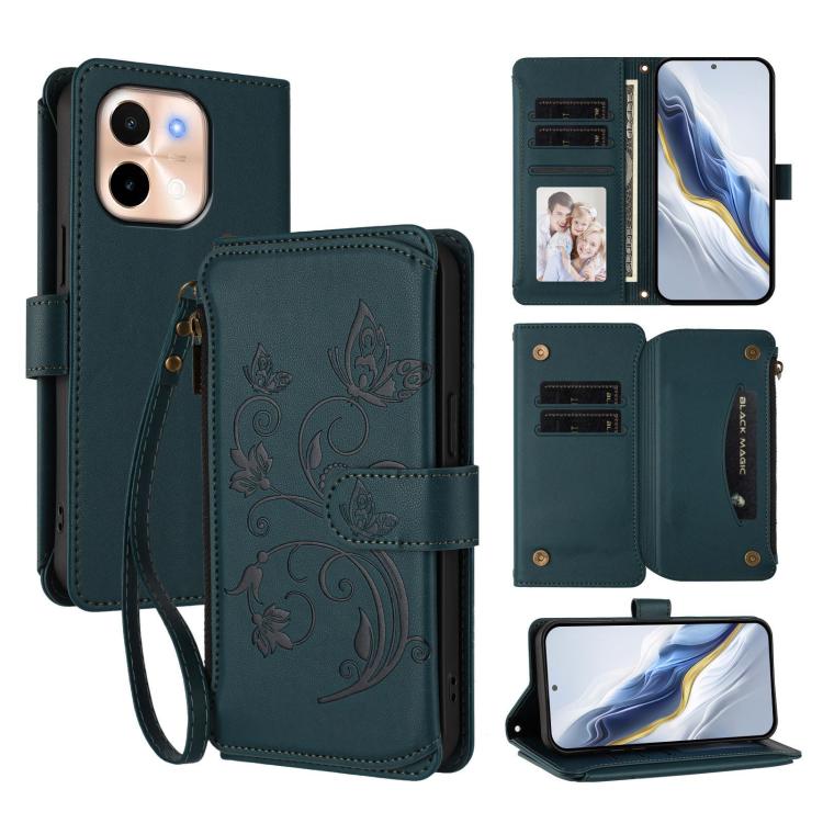 Butterfly Love Flower Multi-card Zipper Wallet Leather Phone Case, For vivo V40 Lite 5G / V30e 5G, For vivo S19, For vivo Y28 4G Global, For vivo Y38 5G Global / T3X 5G, For vivo X100 Pro / X100s Pro, For vivo X100s 5G, For vivo iQOO Z9x               ...