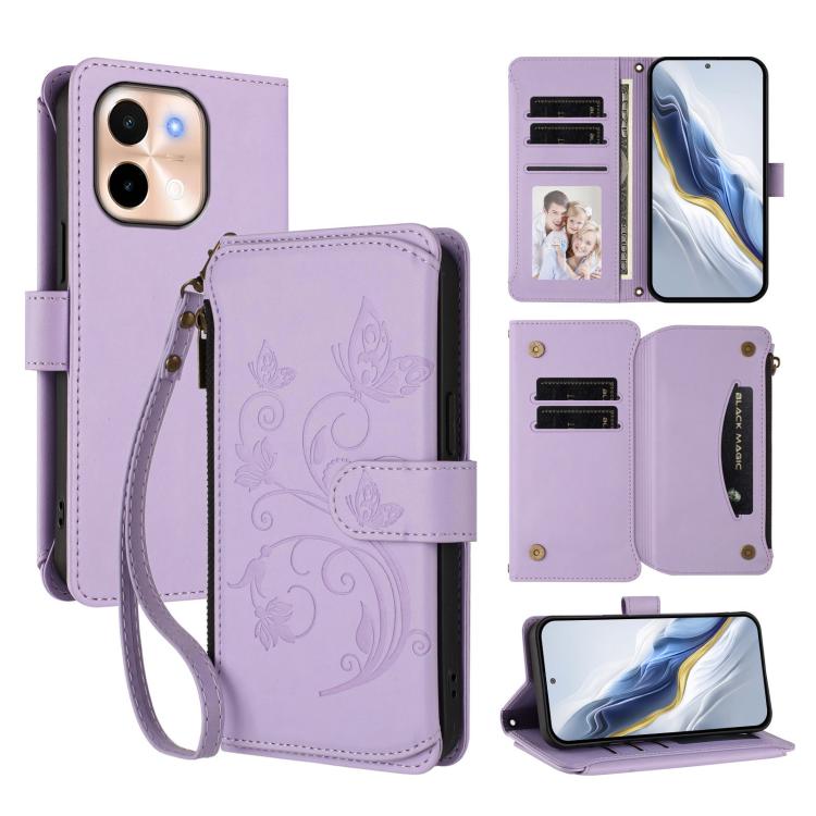 Butterfly Love Flower Multi-card Zipper Wallet Leather Phone Case, For vivo V40 Lite 5G / V30e 5G, For vivo S19, For vivo Y28 4G Global, For vivo Y38 5G Global / T3X 5G, For vivo X100 Pro / X100s Pro, For vivo X100s 5G, For vivo iQOO Z9x               ...