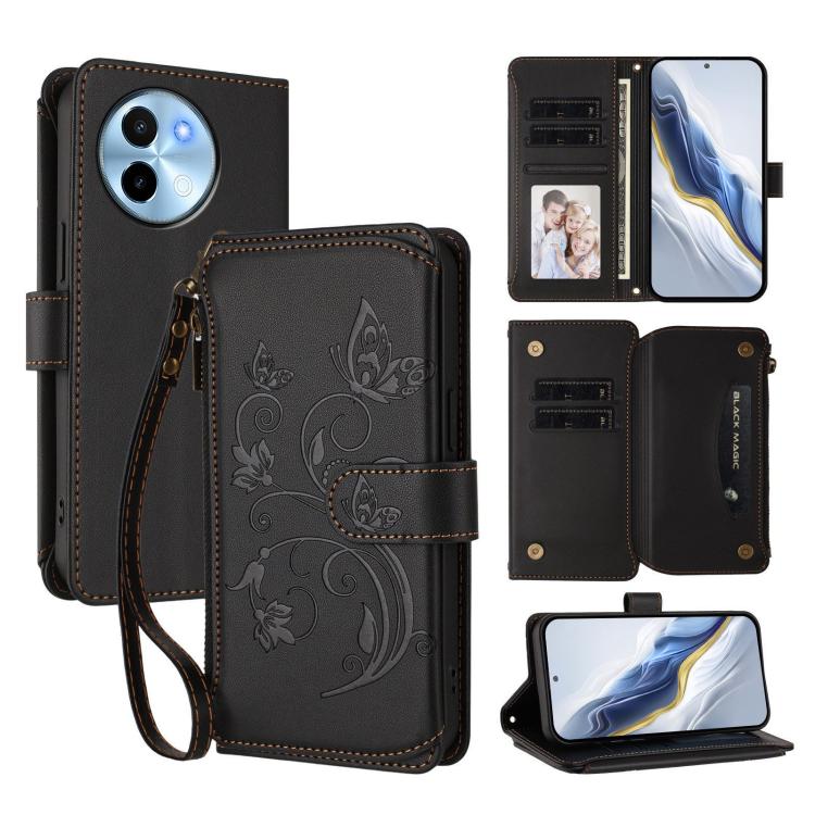 Butterfly Love Flower Multi-card Zipper Wallet Leather Phone Case, For vivo V40 Lite 5G / V30e 5G, For vivo S19, For vivo Y28 4G Global, For vivo Y38 5G Global / T3X 5G, For vivo X100 Pro / X100s Pro, For vivo X100s 5G, For vivo iQOO Z9x               ...