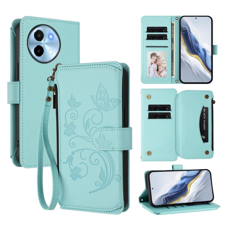 Butterfly Love Flower Multi-card Zipper Wallet Leather Phone Case, For vivo V40 Lite 5G / V30e 5G, For vivo S19, For vivo Y28 4G Global, For vivo Y38 5G Global / T3X 5G, For vivo X100 Pro / X100s Pro, For vivo X100s 5G, For vivo iQOO Z9x               ...
