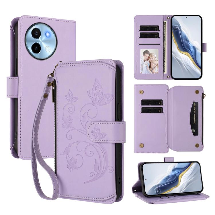 Butterfly Love Flower Multi-card Zipper Wallet Leather Phone Case, For vivo V40 Lite 5G / V30e 5G, For vivo S19, For vivo Y28 4G Global, For vivo Y38 5G Global / T3X 5G, For vivo X100 Pro / X100s Pro, For vivo X100s 5G, For vivo iQOO Z9x               ...