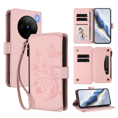 Butterfly Love Flower Multi-card Zipper Wallet Leather Phone Case, For vivo V40 Lite 5G / V30e 5G, For vivo S19, For vivo Y28 4G Global, For vivo Y38 5G Global / T3X 5G, For vivo X100 Pro / X100s Pro, For vivo X100s 5G, For vivo iQOO Z9x               ...