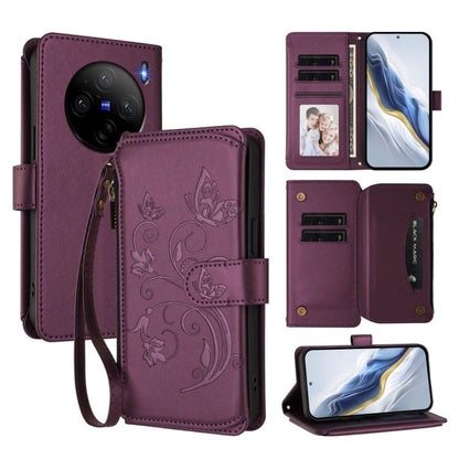Butterfly Love Flower Multi-card Zipper Wallet Leather Phone Case, For vivo V40 Lite 5G / V30e 5G, For vivo S19, For vivo Y28 4G Global, For vivo Y38 5G Global / T3X 5G, For vivo X100 Pro / X100s Pro, For vivo X100s 5G, For vivo iQOO Z9x               ...