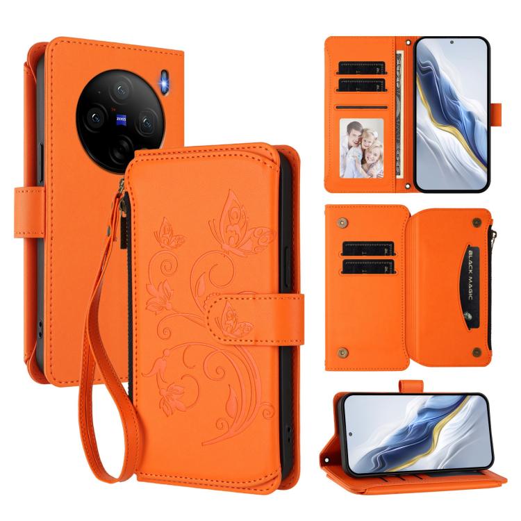 Butterfly Love Flower Multi-card Zipper Wallet Leather Phone Case, For vivo V40 Lite 5G / V30e 5G, For vivo S19, For vivo Y28 4G Global, For vivo Y38 5G Global / T3X 5G, For vivo X100 Pro / X100s Pro, For vivo X100s 5G, For vivo iQOO Z9x               ...
