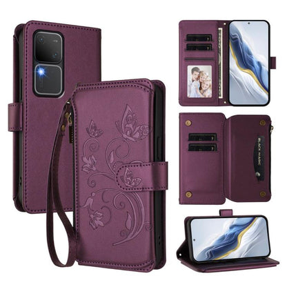 Butterfly Love Flower Multi-card Zipper Wallet Leather Phone Case, For vivo V40 Lite 5G / V30e 5G, For vivo S19, For vivo Y28 4G Global, For vivo Y38 5G Global / T3X 5G, For vivo X100 Pro / X100s Pro, For vivo X100s 5G, For vivo iQOO Z9x               ...