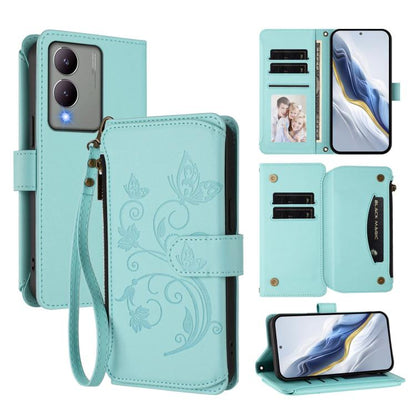 Butterfly Love Flower Multi-card Zipper Wallet Leather Phone Case, For vivo V40 Lite 5G / V30e 5G, For vivo S19, For vivo Y28 4G Global, For vivo Y38 5G Global / T3X 5G, For vivo X100 Pro / X100s Pro, For vivo X100s 5G, For vivo iQOO Z9x               ...