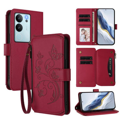 Butterfly Love Flower Multi-card Zipper Wallet Leather Phone Case, For vivo V40 Lite 5G / V30e 5G, For vivo S19, For vivo Y28 4G Global, For vivo Y38 5G Global / T3X 5G, For vivo X100 Pro / X100s Pro, For vivo X100s 5G, For vivo iQOO Z9x               ...