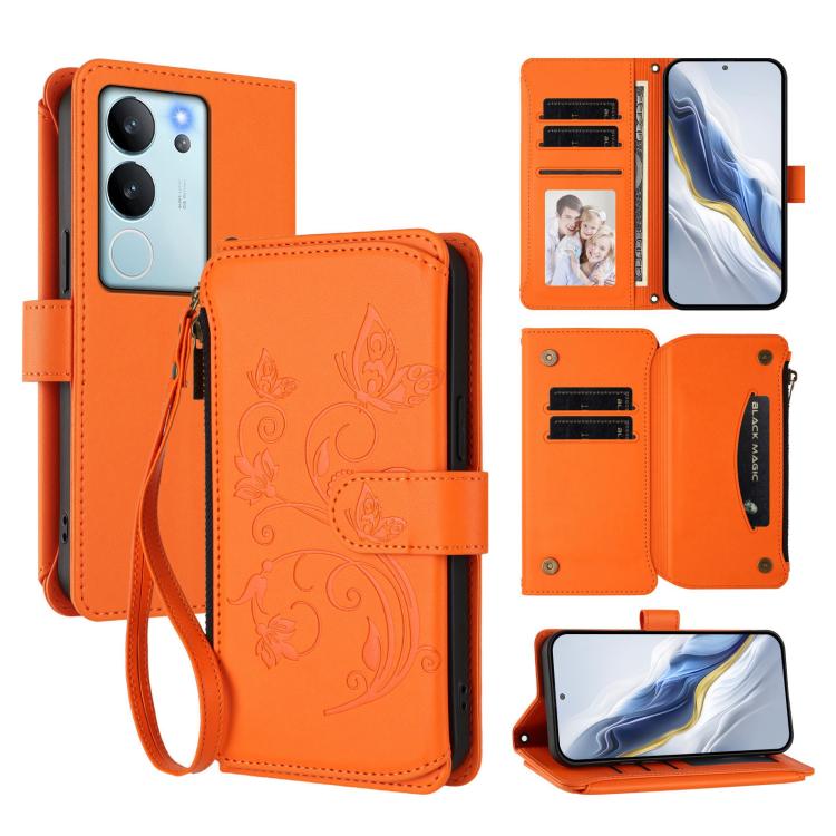 Butterfly Love Flower Multi-card Zipper Wallet Leather Phone Case, For vivo V40 Lite 5G / V30e 5G, For vivo S19, For vivo Y28 4G Global, For vivo Y38 5G Global / T3X 5G, For vivo X100 Pro / X100s Pro, For vivo X100s 5G, For vivo iQOO Z9x               ...