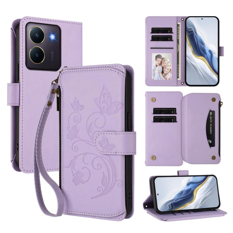 Butterfly Love Flower Multi-card Zipper Wallet Leather Phone Case, For vivo Y78 / Y36 4G Global, For vivo X100 5G, For vivo S17 / S17 Pro 5G / S17t 5G, For vivo Y27 4G 2023 Global / Y35M+, For vivo Y02A 4G / Y11 2023 / Y02t                             ...