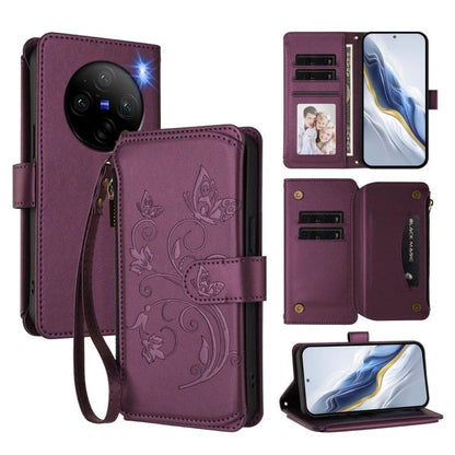 Butterfly Love Flower Multi-card Zipper Wallet Leather Phone Case, For vivo Y78 / Y36 4G Global, For vivo X100 5G, For vivo S17 / S17 Pro 5G / S17t 5G, For vivo Y27 4G 2023 Global / Y35M+, For vivo Y02A 4G / Y11 2023 / Y02t                             ...