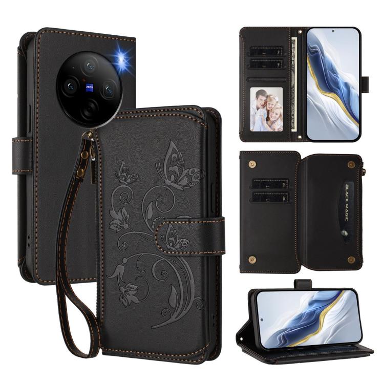 Butterfly Love Flower Multi-card Zipper Wallet Leather Phone Case, For vivo Y78 / Y36 4G Global, For vivo X100 5G, For vivo S17 / S17 Pro 5G / S17t 5G, For vivo Y27 4G 2023 Global / Y35M+, For vivo Y02A 4G / Y11 2023 / Y02t                             ...