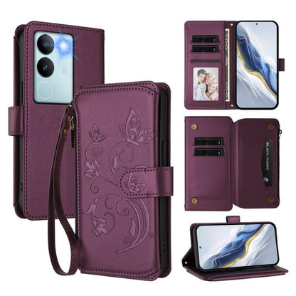 Butterfly Love Flower Multi-card Zipper Wallet Leather Phone Case, For vivo Y78 / Y36 4G Global, For vivo X100 5G, For vivo S17 / S17 Pro 5G / S17t 5G, For vivo Y27 4G 2023 Global / Y35M+, For vivo Y02A 4G / Y11 2023 / Y02t                             ...