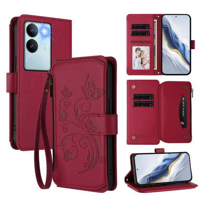Butterfly Love Flower Multi-card Zipper Wallet Leather Phone Case, For vivo Y78 / Y36 4G Global, For vivo X100 5G, For vivo S17 / S17 Pro 5G / S17t 5G, For vivo Y27 4G 2023 Global / Y35M+, For vivo Y02A 4G / Y11 2023 / Y02t                             ...