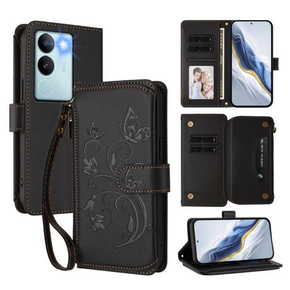 Butterfly Love Flower Multi-card Zipper Wallet Leather Phone Case, For vivo Y78 / Y36 4G Global, For vivo X100 5G, For vivo S17 / S17 Pro 5G / S17t 5G, For vivo Y27 4G 2023 Global / Y35M+, For vivo Y02A 4G / Y11 2023 / Y02t                             ...