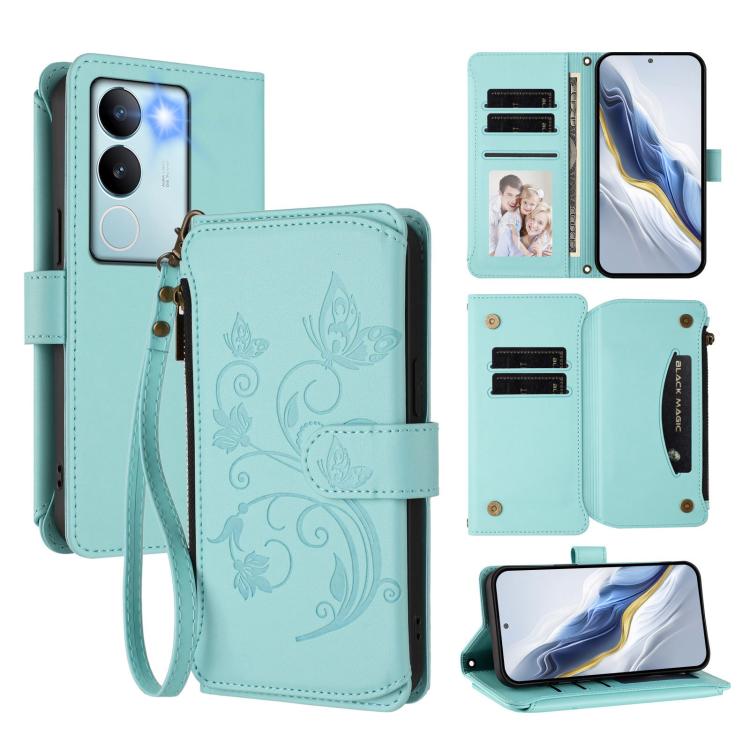 Butterfly Love Flower Multi-card Zipper Wallet Leather Phone Case, For vivo Y78 / Y36 4G Global, For vivo X100 5G, For vivo S17 / S17 Pro 5G / S17t 5G, For vivo Y27 4G 2023 Global / Y35M+, For vivo Y02A 4G / Y11 2023 / Y02t                             ...