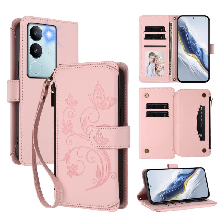 Butterfly Love Flower Multi-card Zipper Wallet Leather Phone Case, For vivo Y78 / Y36 4G Global, For vivo X100 5G, For vivo S17 / S17 Pro 5G / S17t 5G, For vivo Y27 4G 2023 Global / Y35M+, For vivo Y02A 4G / Y11 2023 / Y02t                             ...