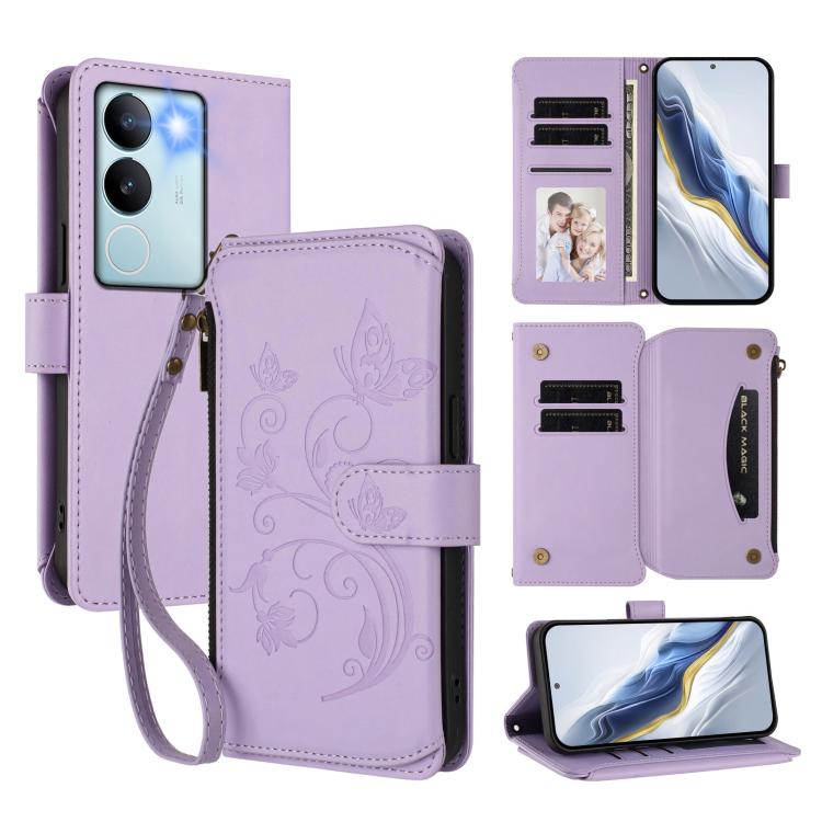 Butterfly Love Flower Multi-card Zipper Wallet Leather Phone Case, For vivo Y78 / Y36 4G Global, For vivo X100 5G, For vivo S17 / S17 Pro 5G / S17t 5G, For vivo Y27 4G 2023 Global / Y35M+, For vivo Y02A 4G / Y11 2023 / Y02t                             ...