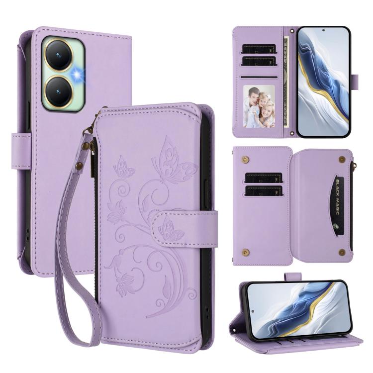 Butterfly Love Flower Multi-card Zipper Wallet Leather Phone Case, For vivo Y78 / Y36 4G Global, For vivo X100 5G, For vivo S17 / S17 Pro 5G / S17t 5G, For vivo Y27 4G 2023 Global / Y35M+, For vivo Y02A 4G / Y11 2023 / Y02t                             ...