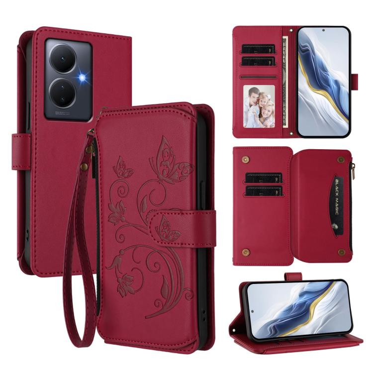 Butterfly Love Flower Multi-card Zipper Wallet Leather Phone Case, For vivo Y78 / Y36 4G Global, For vivo X100 5G, For vivo S17 / S17 Pro 5G / S17t 5G, For vivo Y27 4G 2023 Global / Y35M+, For vivo Y02A 4G / Y11 2023 / Y02t                             ...