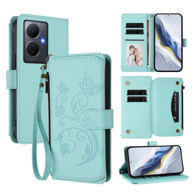 Butterfly Love Flower Multi-card Zipper Wallet Leather Phone Case, For vivo Y78 / Y36 4G Global, For vivo X100 5G, For vivo S17 / S17 Pro 5G / S17t 5G, For vivo Y27 4G 2023 Global / Y35M+, For vivo Y02A 4G / Y11 2023 / Y02t                             ...