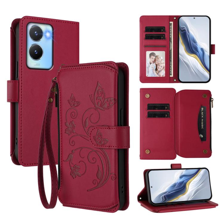Butterfly Love Flower Multi-card Zipper Wallet Leather Phone Case, For vivo Y78 / Y36 4G Global, For vivo X100 5G, For vivo S17 / S17 Pro 5G / S17t 5G, For vivo Y27 4G 2023 Global / Y35M+, For vivo Y02A 4G / Y11 2023 / Y02t                             ...