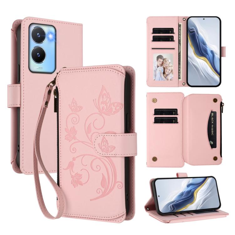 Butterfly Love Flower Multi-card Zipper Wallet Leather Phone Case, For vivo Y78 / Y36 4G Global, For vivo X100 5G, For vivo S17 / S17 Pro 5G / S17t 5G, For vivo Y27 4G 2023 Global / Y35M+, For vivo Y02A 4G / Y11 2023 / Y02t                             ...
