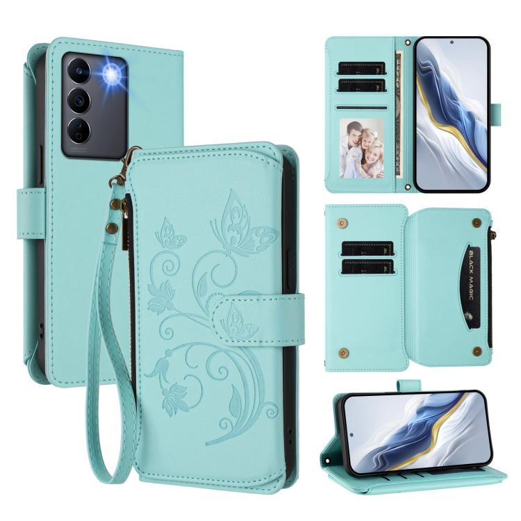 Butterfly Love Flower Multi-card Zipper Wallet Leather Phone Case, For vivo Y78 / Y36 4G Global, For vivo X100 5G, For vivo S17 / S17 Pro 5G / S17t 5G, For vivo Y27 4G 2023 Global / Y35M+, For vivo Y02A 4G / Y11 2023 / Y02t                             ...