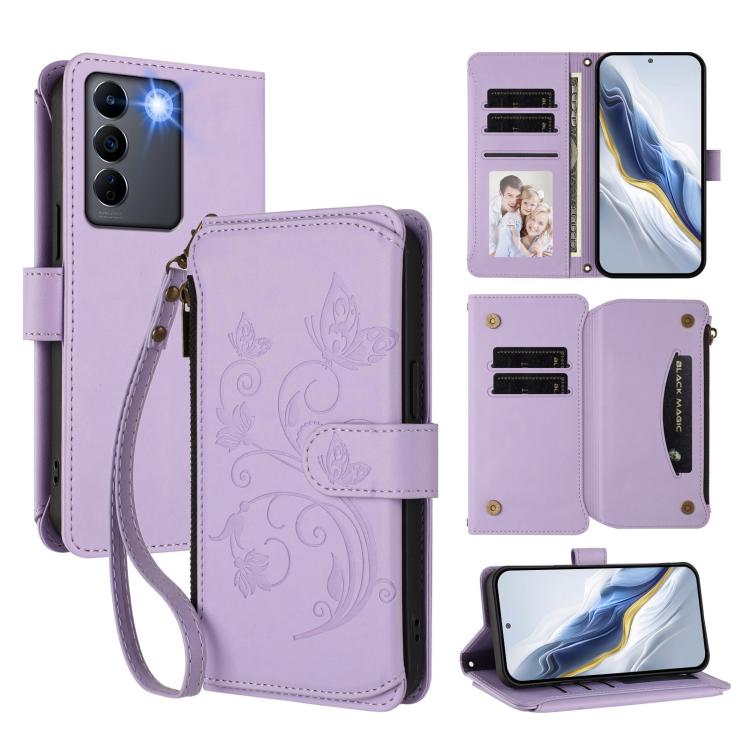 Butterfly Love Flower Multi-card Zipper Wallet Leather Phone Case, For vivo Y78 / Y36 4G Global, For vivo X100 5G, For vivo S17 / S17 Pro 5G / S17t 5G, For vivo Y27 4G 2023 Global / Y35M+, For vivo Y02A 4G / Y11 2023 / Y02t                             ...