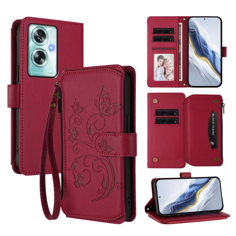 Butterfly Love Flower Multi-card Zipper Wallet Leather Phone Case, For OPPO Reno16 F 5G / FS 5G, For OPPO Reno16 Pro 5G Global, For OPPO Find X9s Pro 5G, For OPPO Find X9 Ultra, For OPPO Find X9, For OPPO A6 GT 5G, For OPPO Find X9 Pro, For OPPO K13 In...