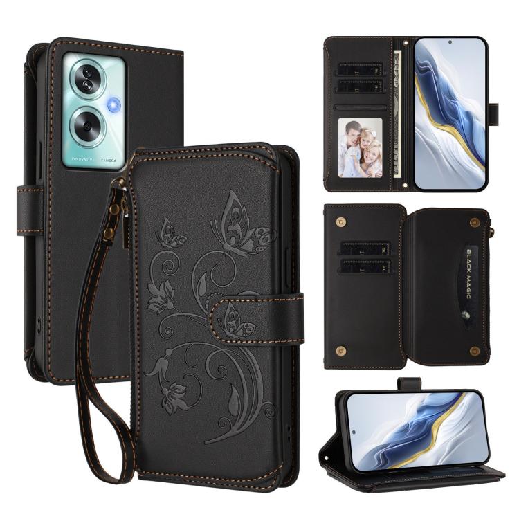 Butterfly Love Flower Multi-card Zipper Wallet Leather Phone Case, For OPPO Reno16 F 5G / FS 5G, For OPPO Reno16 Pro 5G Global, For OPPO Find X9s Pro 5G, For OPPO Find X9 Ultra, For OPPO Find X9, For OPPO A6 GT 5G, For OPPO Find X9 Pro, For OPPO K13 In...