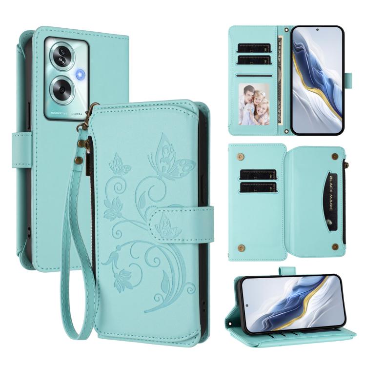 Butterfly Love Flower Multi-card Zipper Wallet Leather Phone Case, For OPPO Reno16 F 5G / FS 5G, For OPPO Reno16 Pro 5G Global, For OPPO Find X9s Pro 5G, For OPPO Find X9 Ultra, For OPPO Find X9, For OPPO A6 GT 5G, For OPPO Find X9 Pro, For OPPO K13 In...