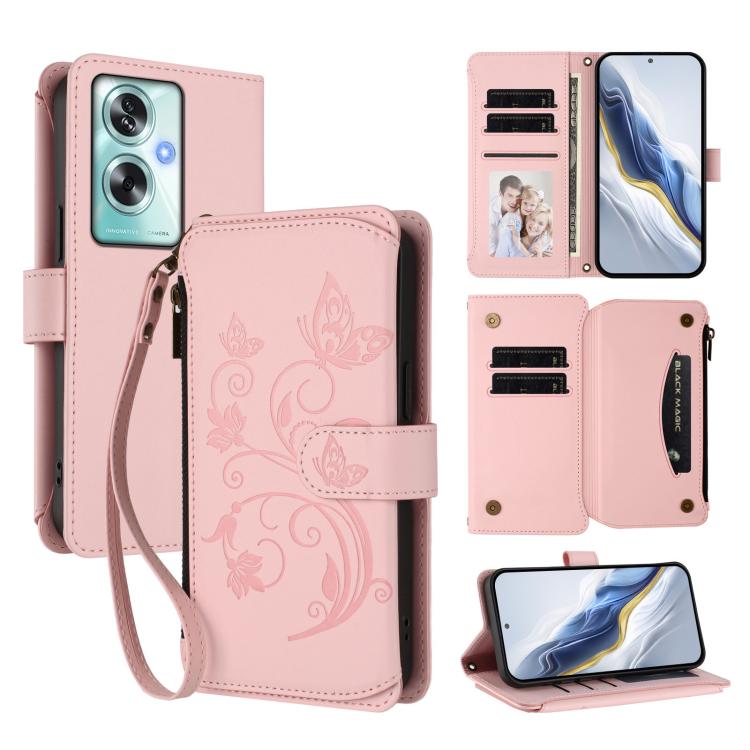 Butterfly Love Flower Multi-card Zipper Wallet Leather Phone Case, For OPPO Reno16 F 5G / FS 5G, For OPPO Reno16 Pro 5G Global, For OPPO Find X9s Pro 5G, For OPPO Find X9 Ultra, For OPPO Find X9, For OPPO A6 GT 5G, For OPPO Find X9 Pro, For OPPO K13 In...