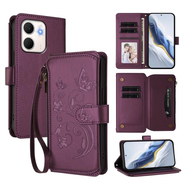 Butterfly Love Flower Multi-card Zipper Wallet Leather Phone Case, For OPPO A5x 5G / 4G Global, For OPPO A5 5G / A3 Pro 5G Global, For OPPO Reno14 Pro 5G, For OPPO Find X8s+ 5G, For OPPO Find X8s 5G, For OPPO Find X8 Ultra 5G                           ...