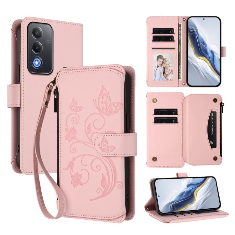 Butterfly Love Flower Multi-card Zipper Wallet Leather Phone Case, For OPPO A5x 5G / 4G Global, For OPPO A5 5G / A3 Pro 5G Global, For OPPO Reno14 Pro 5G, For OPPO Find X8s+ 5G, For OPPO Find X8s 5G, For OPPO Find X8 Ultra 5G                           ...
