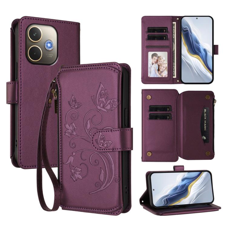 Butterfly Love Flower Multi-card Zipper Wallet Leather Phone Case, For OPPO A5x 5G / 4G Global, For OPPO A5 5G / A3 Pro 5G Global, For OPPO Reno14 Pro 5G, For OPPO Find X8s+ 5G, For OPPO Find X8s 5G, For OPPO Find X8 Ultra 5G                           ...