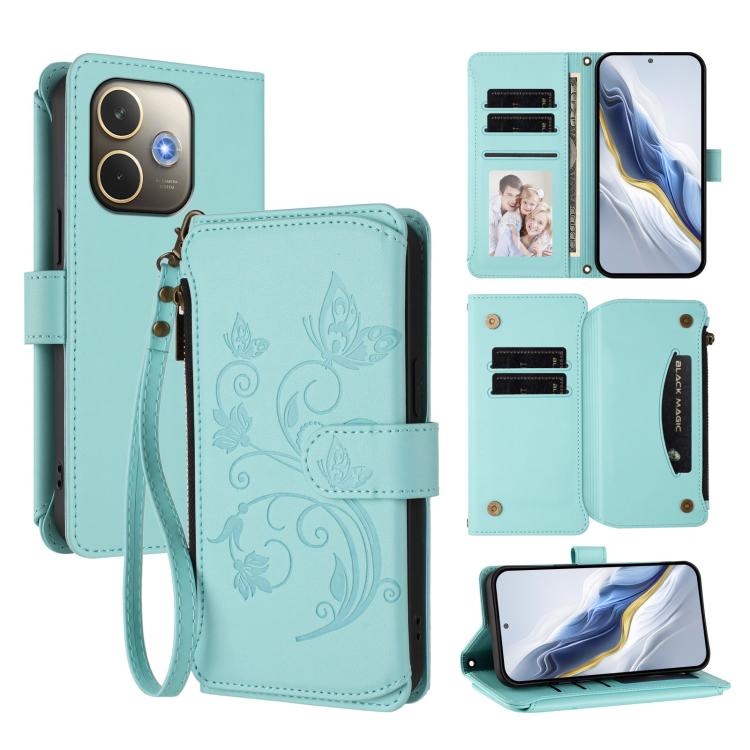 Butterfly Love Flower Multi-card Zipper Wallet Leather Phone Case, For OPPO A5x 5G / 4G Global, For OPPO A5 5G / A3 Pro 5G Global, For OPPO Reno14 Pro 5G, For OPPO Find X8s+ 5G, For OPPO Find X8s 5G, For OPPO Find X8 Ultra 5G                           ...