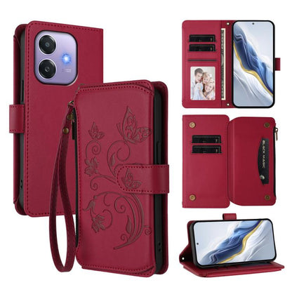 Butterfly Love Flower Multi-card Zipper Wallet Leather Phone Case, For OPPO Reno13 F 5G Global / 4G India, For OPPO A3x / A3 / A60 5G Global, For OPPO Find X8 5G, For OPPO A80 5G EU / K12x 5G Global, For OPPO Reno12 F 5G / 4G                           ...
