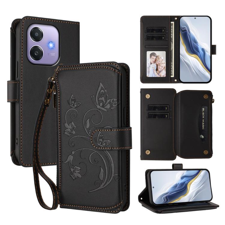 Butterfly Love Flower Multi-card Zipper Wallet Leather Phone Case, For OPPO Reno13 F 5G Global / 4G India, For OPPO A3x / A3 / A60 5G Global, For OPPO Find X8 5G, For OPPO A80 5G EU / K12x 5G Global, For OPPO Reno12 F 5G / 4G                           ...