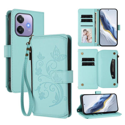 Butterfly Love Flower Multi-card Zipper Wallet Leather Phone Case, For OPPO Reno13 F 5G Global / 4G India, For OPPO A3x / A3 / A60 5G Global, For OPPO Find X8 5G, For OPPO A80 5G EU / K12x 5G Global, For OPPO Reno12 F 5G / 4G                           ...