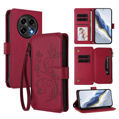 Butterfly Love Flower Multi-card Zipper Wallet Leather Phone Case, For OPPO Reno13 F 5G Global / 4G India, For OPPO A3x / A3 / A60 5G Global, For OPPO Find X8 5G, For OPPO A80 5G EU / K12x 5G Global, For OPPO Reno12 F 5G / 4G                           ...