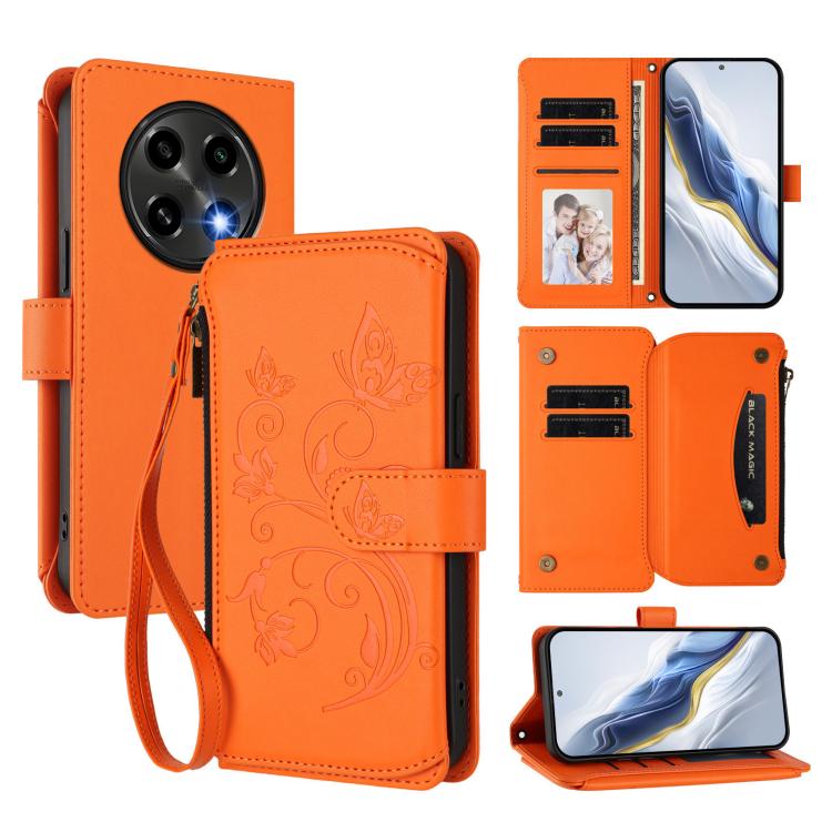 Butterfly Love Flower Multi-card Zipper Wallet Leather Phone Case, For OPPO Reno13 F 5G Global / 4G India, For OPPO A3x / A3 / A60 5G Global, For OPPO Find X8 5G, For OPPO A80 5G EU / K12x 5G Global, For OPPO Reno12 F 5G / 4G                           ...