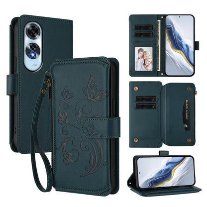 Butterfly Love Flower Multi-card Zipper Wallet Leather Phone Case, For OPPO Reno13 F 5G Global / 4G India, For OPPO A3x / A3 / A60 5G Global, For OPPO Find X8 5G, For OPPO A80 5G EU / K12x 5G Global, For OPPO Reno12 F 5G / 4G                           ...