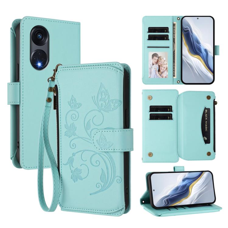 Butterfly Love Flower Multi-card Zipper Wallet Leather Phone Case, For OPPO Reno8 T 4G Global, For OPPO Find X6 Pro 5G, For OPPO Find X6 5G, For OPPO Reno8 T 5G Global /  A1 Pro 5G, For OPPO Reno8 4G / Reno7 4G Global, For OPPO A57 / A77 / A57s 4G Glob...