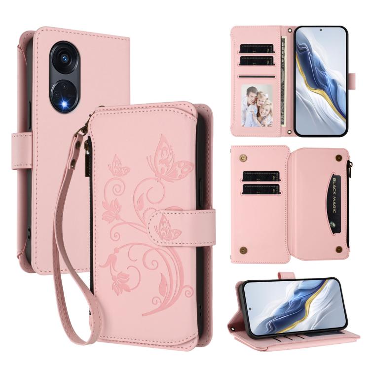 Butterfly Love Flower Multi-card Zipper Wallet Leather Phone Case, For OPPO Reno8 T 4G Global, For OPPO Find X6 Pro 5G, For OPPO Find X6 5G, For OPPO Reno8 T 5G Global /  A1 Pro 5G, For OPPO Reno8 4G / Reno7 4G Global, For OPPO A57 / A77 / A57s 4G Glob...
