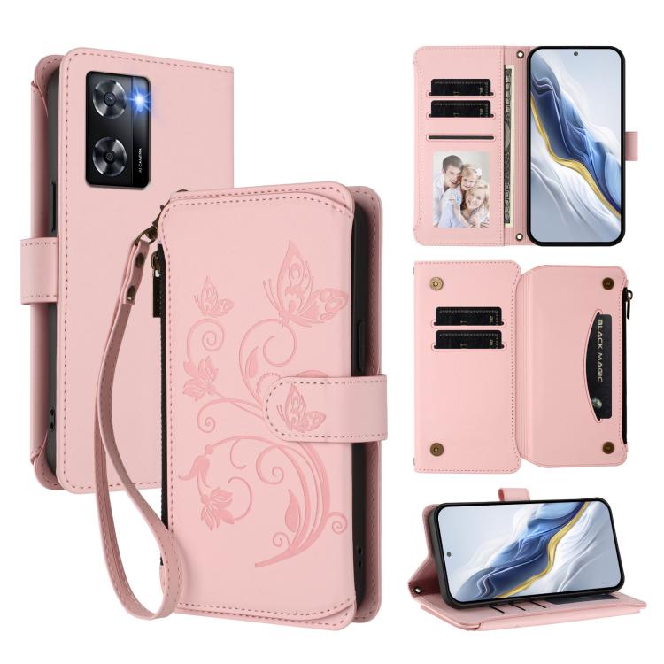 Butterfly Love Flower Multi-card Zipper Wallet Leather Phone Case, For OPPO Reno8 T 4G Global, For OPPO Find X6 Pro 5G, For OPPO Find X6 5G, For OPPO Reno8 T 5G Global /  A1 Pro 5G, For OPPO Reno8 4G / Reno7 4G Global, For OPPO A57 / A77 / A57s 4G Glob...